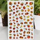 3D наклейки для ногтей, водонепроницаемые Сияющие наклейки для ногтей, Летние фрукты, персик, лимон, украшения для ногтей, Аврора, серебристый дизайн