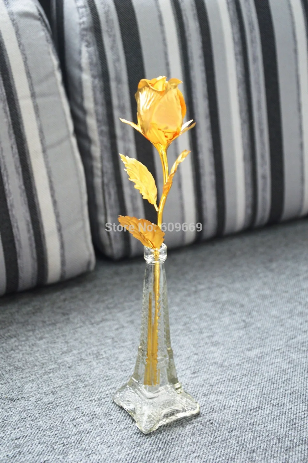 Gold Foil Rose Flower Painting Designs Pure Leaf With Gift Box And Eiffel Tower Stand For Mothers Day | Дом и сад