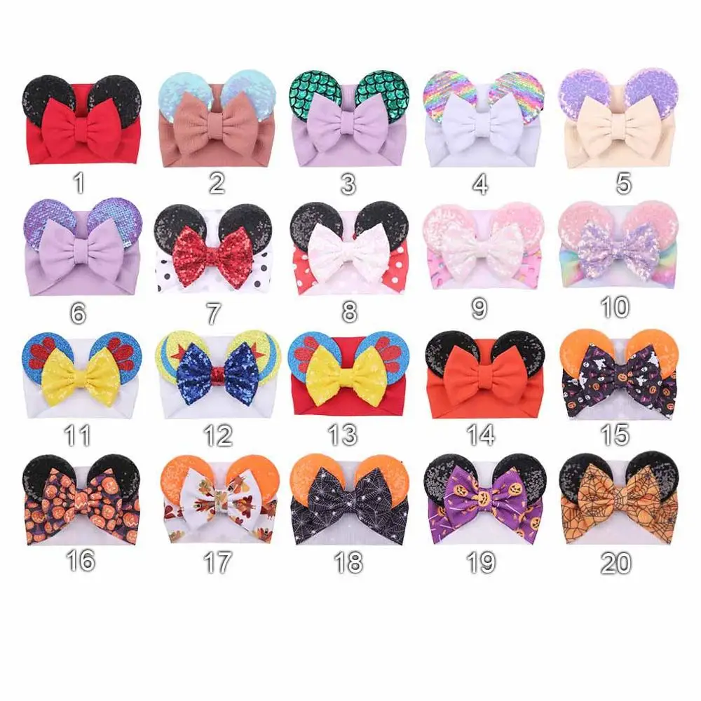 Зимние волосы стиль блёстки 2020 мышь волос лук ребенка эластичный бархат широкий