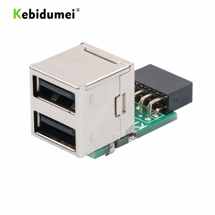 kebidumei Motherboard USB 2.0 9Pin Female 2 Port A Adapter Converter PCB Board Card Extender Internal PC | Компьютеры и офис