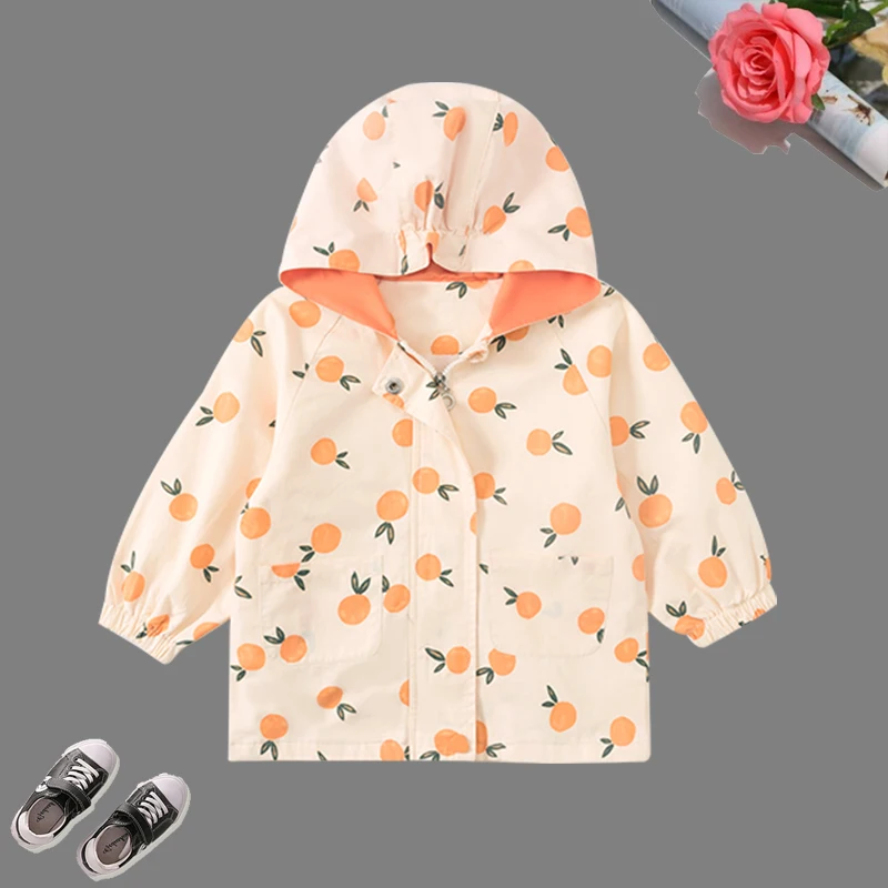 

Hooded Toddler Spring & Autumn Jackets for Girls 2021 New Kids Print Coats for Teenagers 12M-8 Years Outerwear Children Clothes