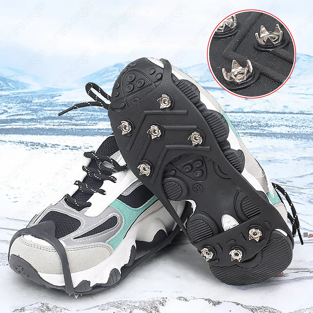 

1Pair 8Teeth Anti-Skid Ice Gripper Spike Winter Climbing Anti-Slip Snow Spikes Grips Cleats Over Shoes Covers Crampon Unisex