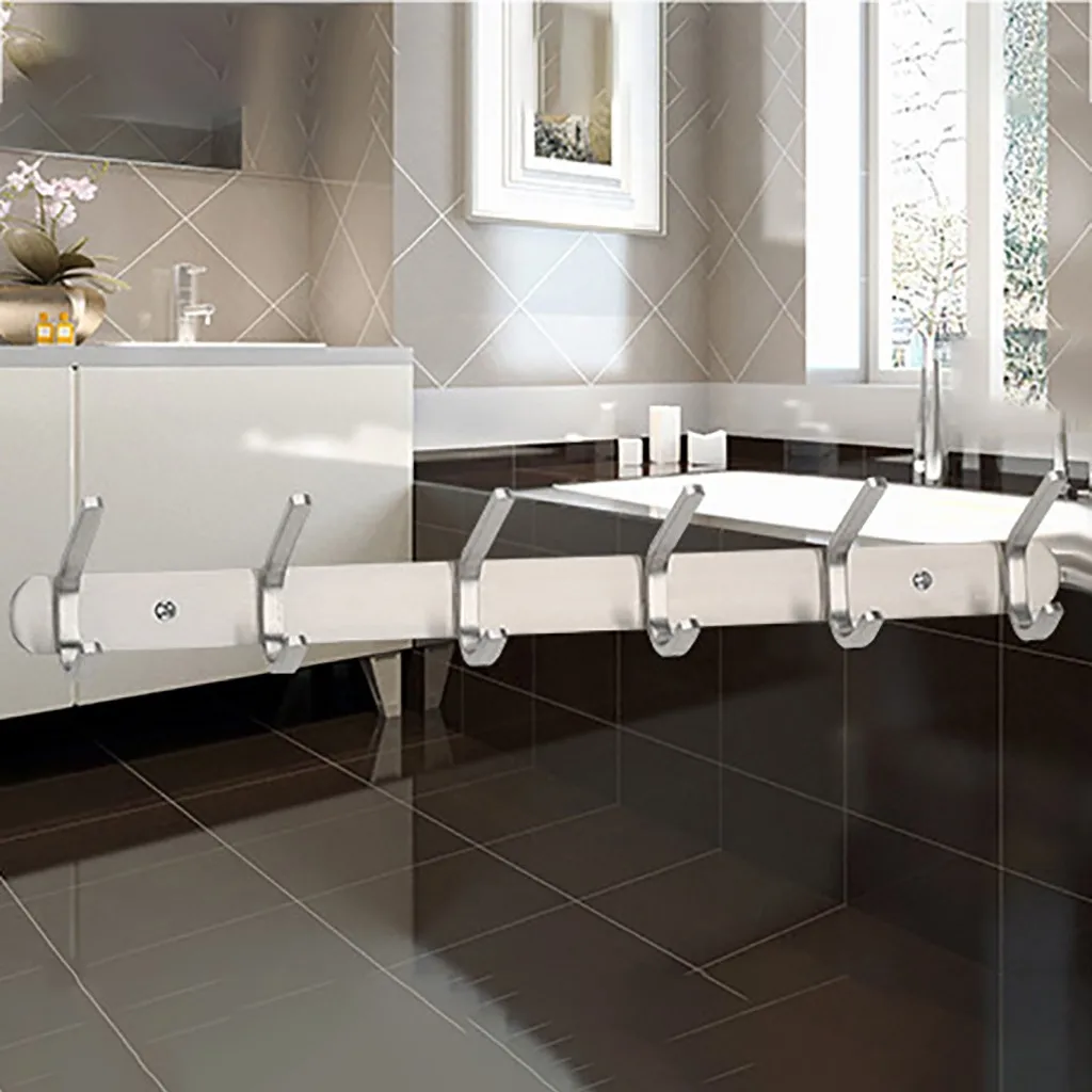 40# Kitchen Storage Rack Cupboard Hanging Hook Stainless Steel Wall Bathroom Towel 6 Double | Дом и сад