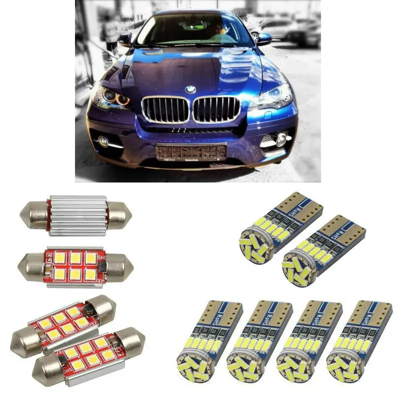 

LED Interior Car Lights For Bmw X6 X6M E71 Error free Map Dome Reading Visor Door FootWell Trunk Courtesy 19pc