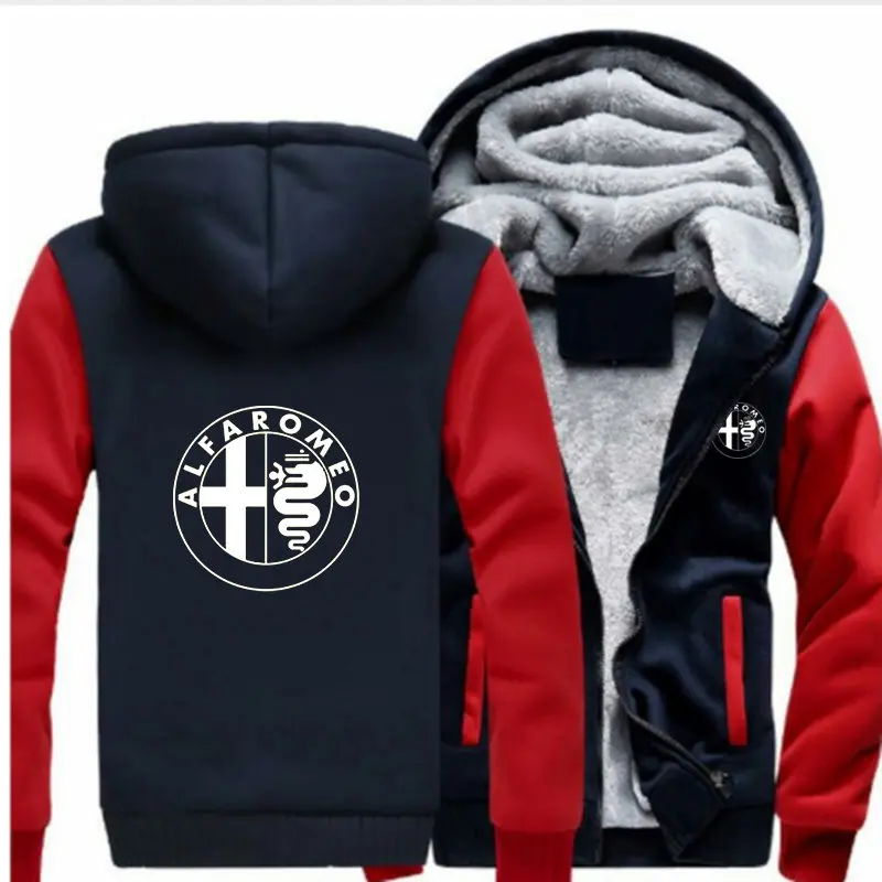 

Alfa Roromeo custom Winter Fashion Casual Men Zipper Fleece Print Sweatshirt Hoodies Men's Jacket Hoodie men Sweatshirts for men