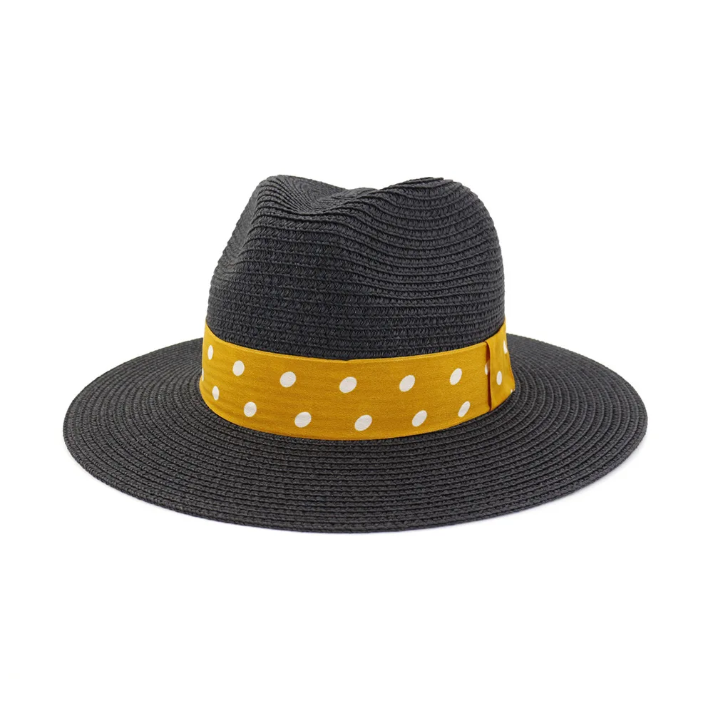 Панама соломенная с широкими полями и ремешком солнцезащитный козырек