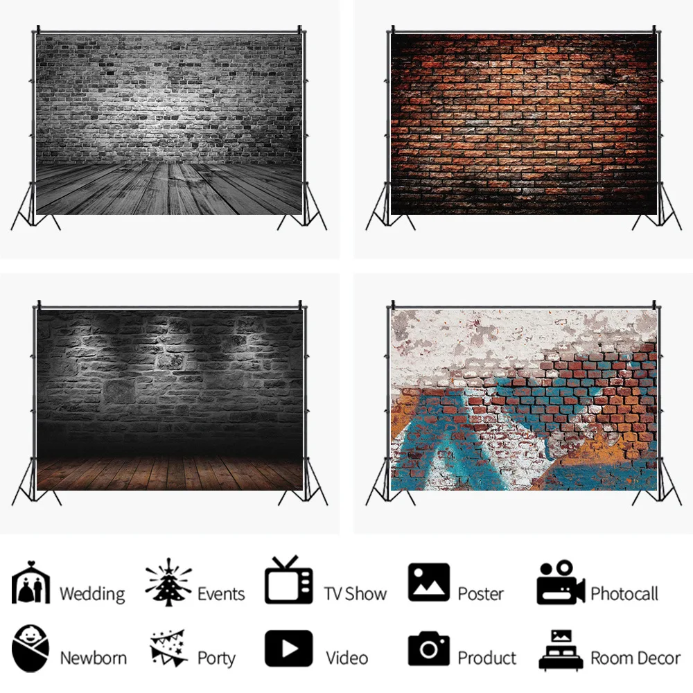 

Rural Vintage Tatty Brick Wall Theme Background Photography Enthusiast Picture Decoration Photo Child Party Vinyl Backdrop Cloth