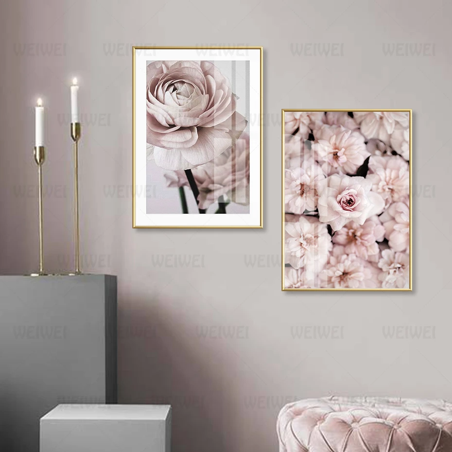 Современный романтический светильник розовые пионы цветы холст картины галерея