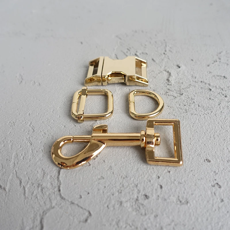 Gold Металлическая пряжка+ Регулируемая пряжка+ d-кольцо+ металлическая собачья застежка/набор) 15 мм 20 мм металлическая пряжка diy 25 мм собачий ошейник части 30 мм 4 цвета - Цвет: Gold
