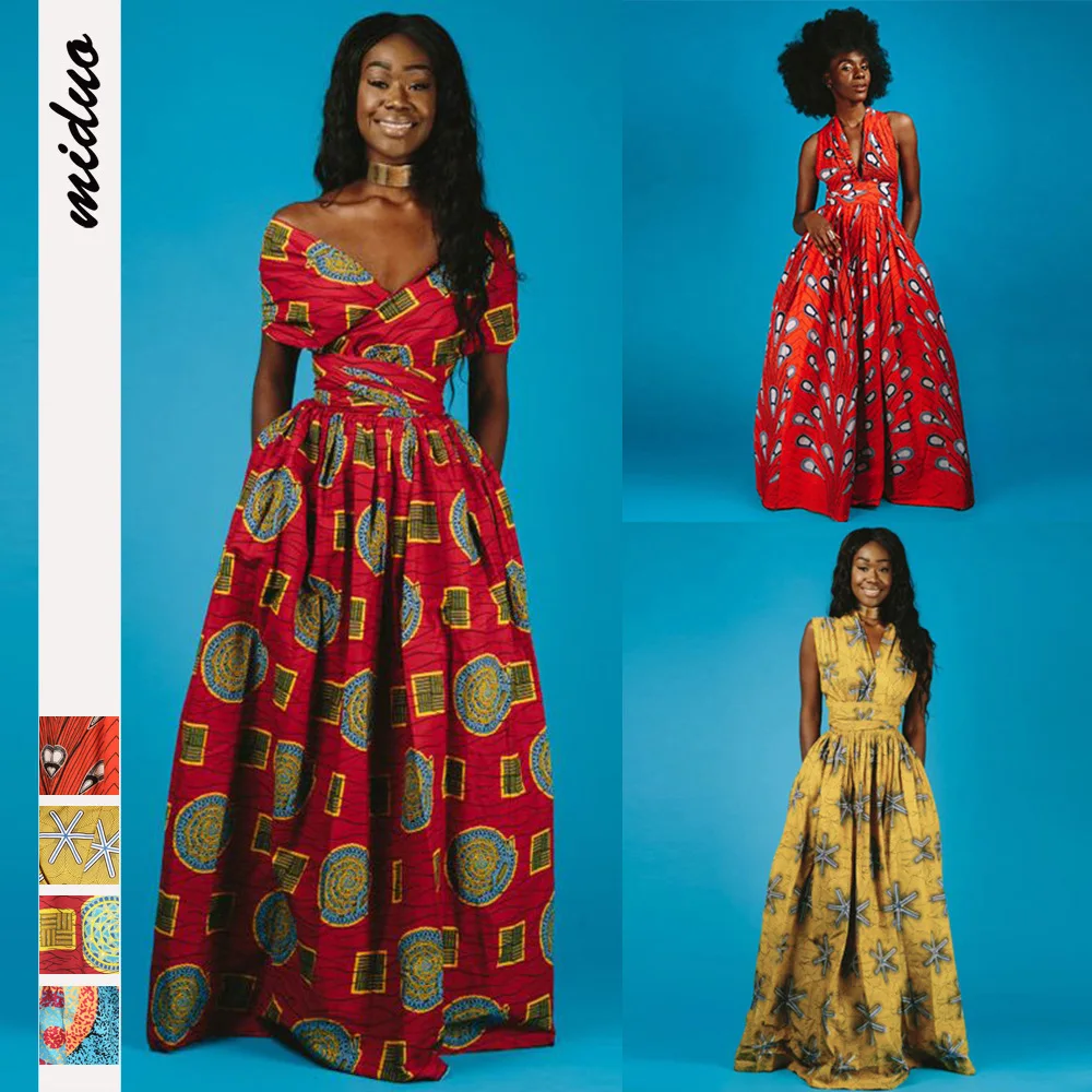 

Бандажное платье в африканском стиле для женщин «сделай сам», модель 2021 года, Модное Длинное Платье макси с принтом Базина и разрезом, Дашик...