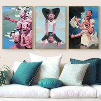 canvas painting figure paintings picture yue minjun laughing man art posters and prints wall pictures for living room