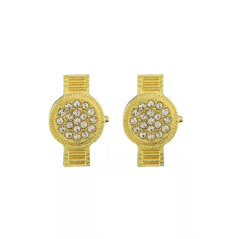 European And American Style Watch Rhinestone Decor Earrings