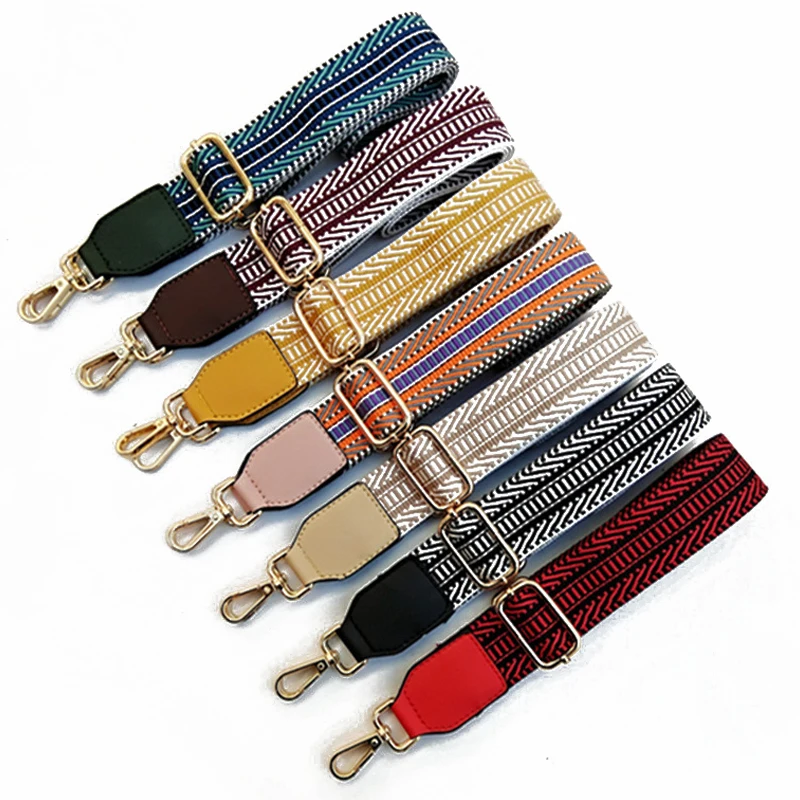 

120cm Women Lady Nylon Shoulder Bag Strap For Handbag Belt Fashion Cotton Fabric Stripe Print Strap Chic Belt Bag Accessories
