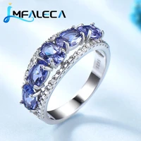 lmfaleca light blue tanzanite rings 925 sterling silver wedding ring natural gem birthstone exquisite fine jewelry dropshipping