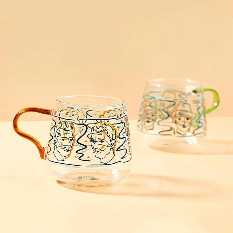 400ml Van Gogh-Impression Glass Mug Coffee Cup With Handle Couple Cups For Breakfast Milk Juice Cold Brinkware | Дом и сад
