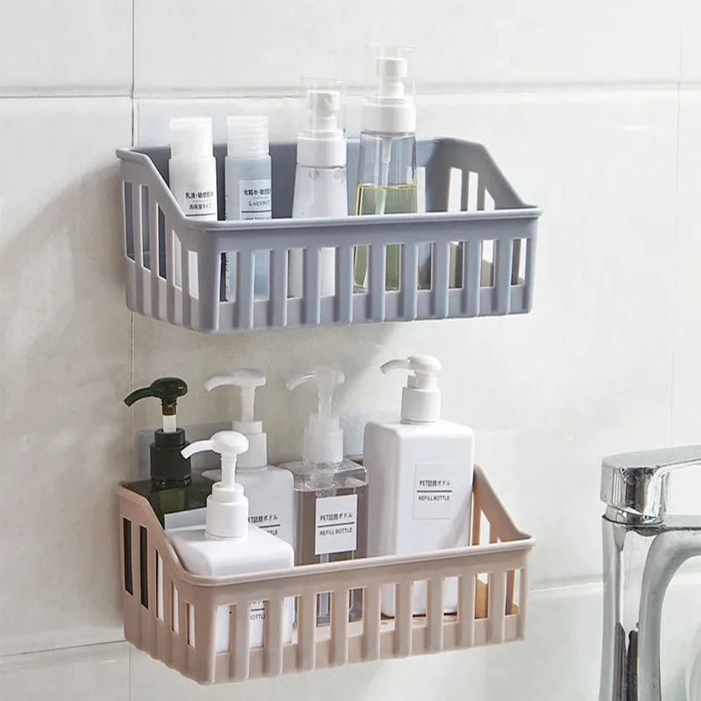 

Punch-Free Bathroom Storage Rack Kitchen Plastic Wall Hanging Wall hanging Bathroom Toilet Debris Storage Rack Corner Rack