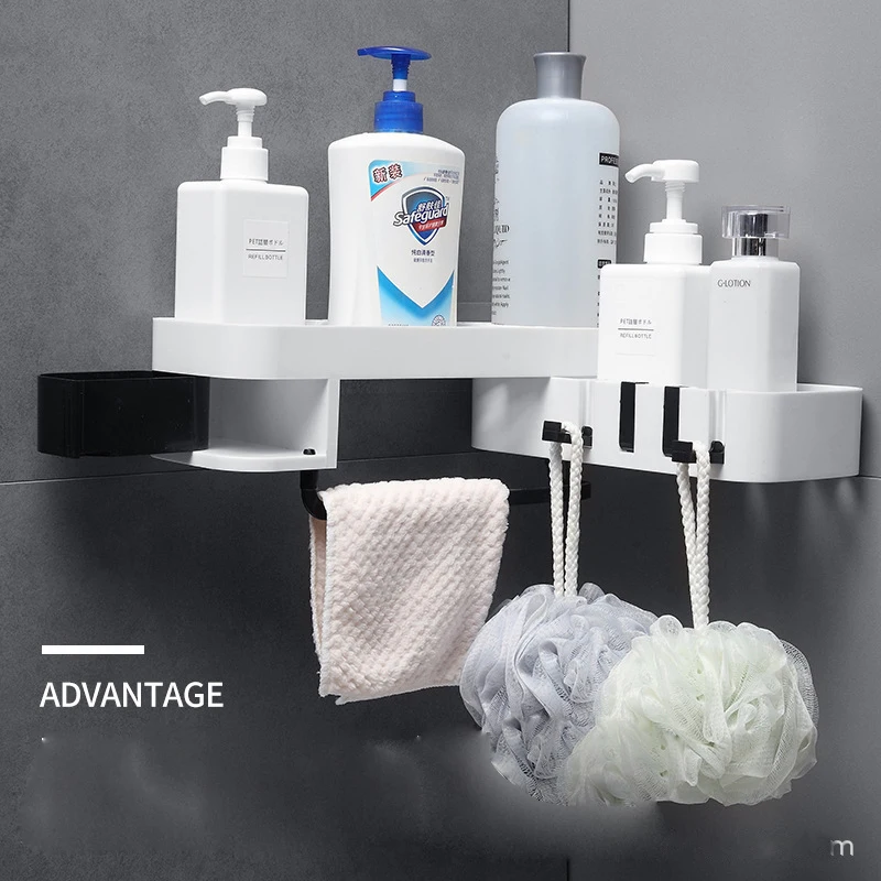 

Multifunction Bathroom Organizer Shelf Shampoo Cosmetic Storage Rack Wall Mounted Kitchen Shelf Household Items
