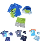 Детский купальник Ircomll 2021, детский топ с коротким рукавом и мультяшным рисунком + плавки для мальчиков с шапочкой для плавания, Детские купальники для мальчиков
