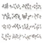 Бусины-разделители серебристого цвета CCB, металлическая пластина, круглые бусины с сердечками и звездами для изготовления ювелирных изделий, аксессуары для браслетов сделай сам, 30 шт.