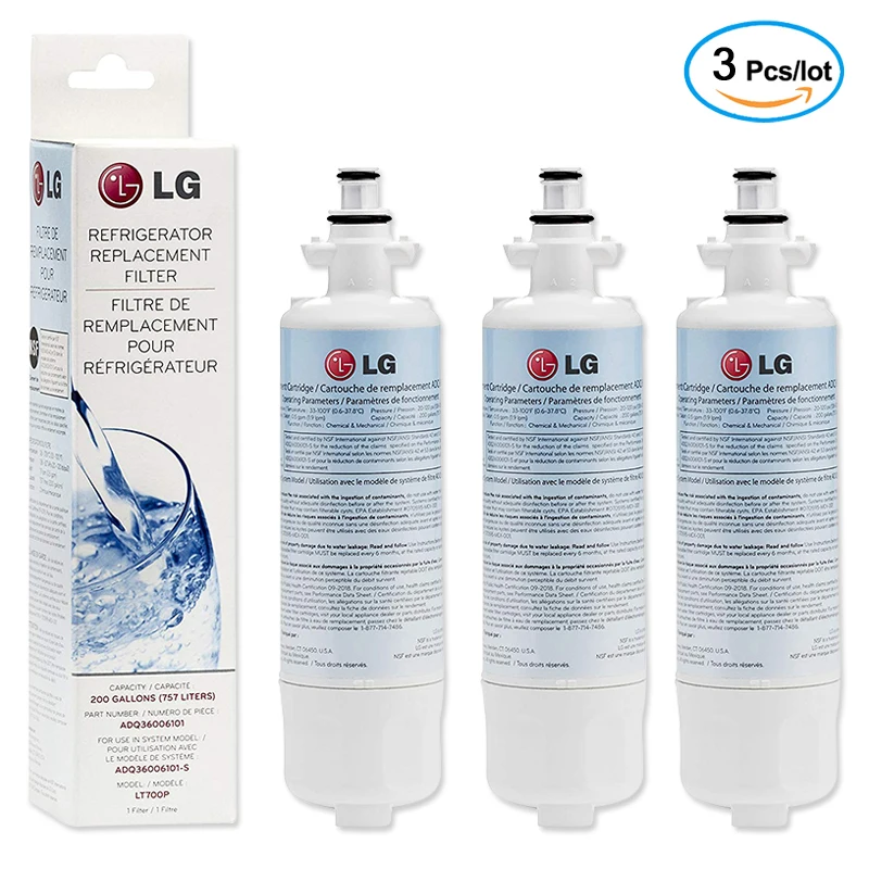 Replacement LG LT700P Refrigerator Water Filter (NSF42 and NSF53) ADQ36006101, ADQ36006113, ADQ75795103, or AGF80300702 , 3pcs