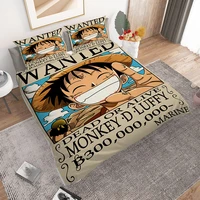 popular one piece printed bedding set anime monkey d luffy cartoon 3d bed linen children duvet cover with pillowcase king size