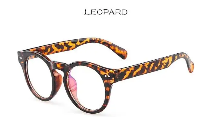 C8Leopard Распродажа, Ретро стиль, круглые оптические очки, оправа, прозрачные компьютерные очки, для мужчин и женщин, Oculos De Grau, близорукость, очки по рецепту - Цвет оправы: C8Leopard