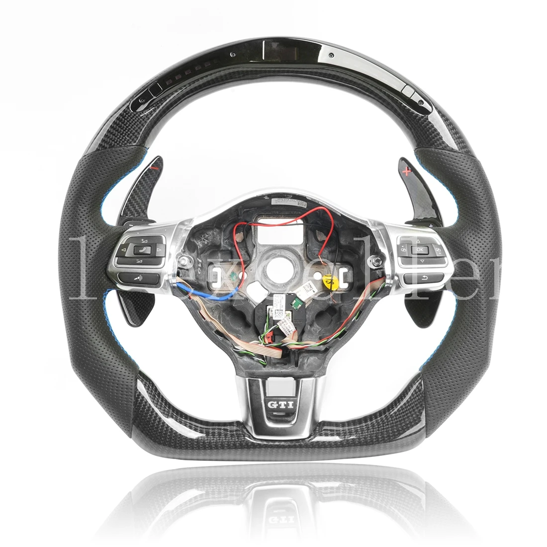 

Рулевое колесо из углеродного волокна для volkswagen golf MK6 GTI R, ПЕРФОРИРОВАННОЕ кожаное рулевое колесо в сборе со светодиодом без маркировки