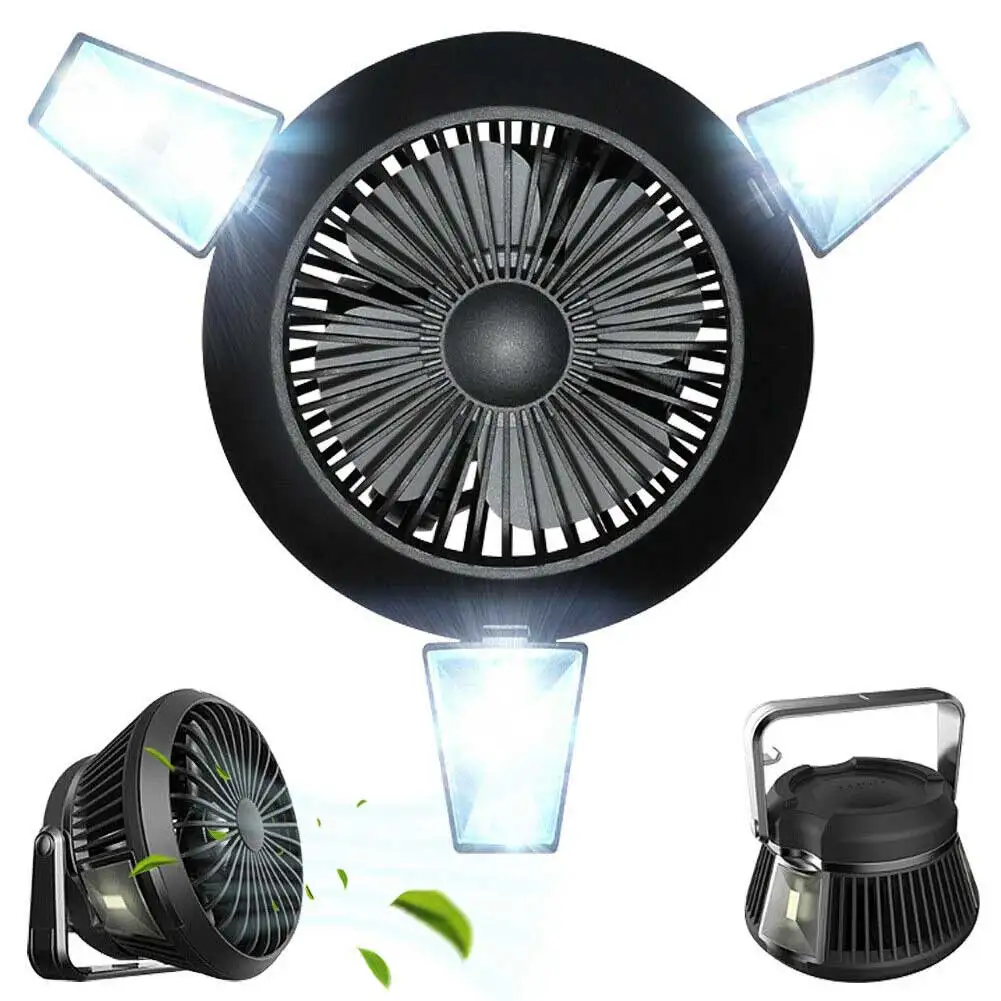

Portable Summer Outdoor USB Rechargeable Solar Powered Fishing 2 In 1 Camping Hiking LED Tent Fan Hanging Survival ABS Emergency