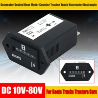 new generator sealed hour meter counter tractor truck hourmeter rectangle dc 10v 80v for boats trucks tractors cars