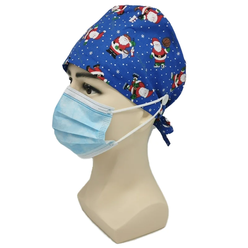 Christmas scrubs caps Santa Claus Print cap Pet Grooming Agency Work Scrubs Beauty Hats Lab nursing gorros enfermeria | Тематическая