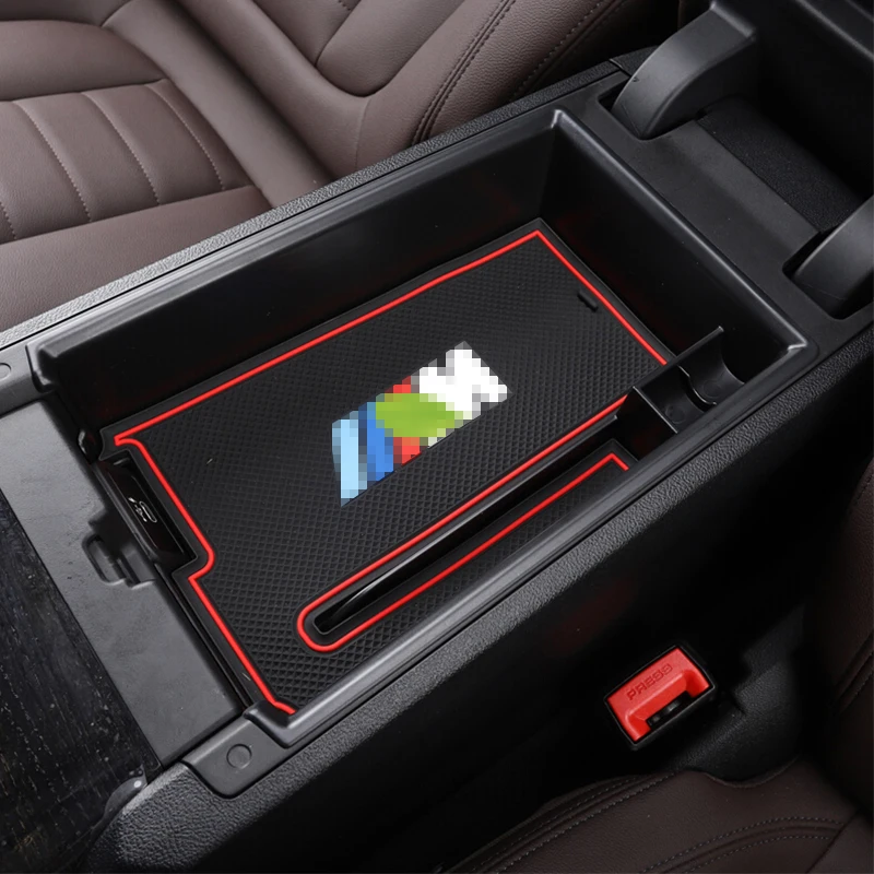 

For BMW 3 Series G20 2019 2020 Accessories ABS Plastic Car Armrest Storage Box Grid Cover Trim Sticker Car Styling 1Pcs