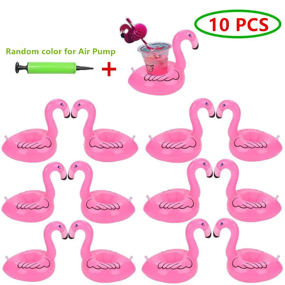 Надувной фламинго для напитков плавающий подстаканник бассейна 10