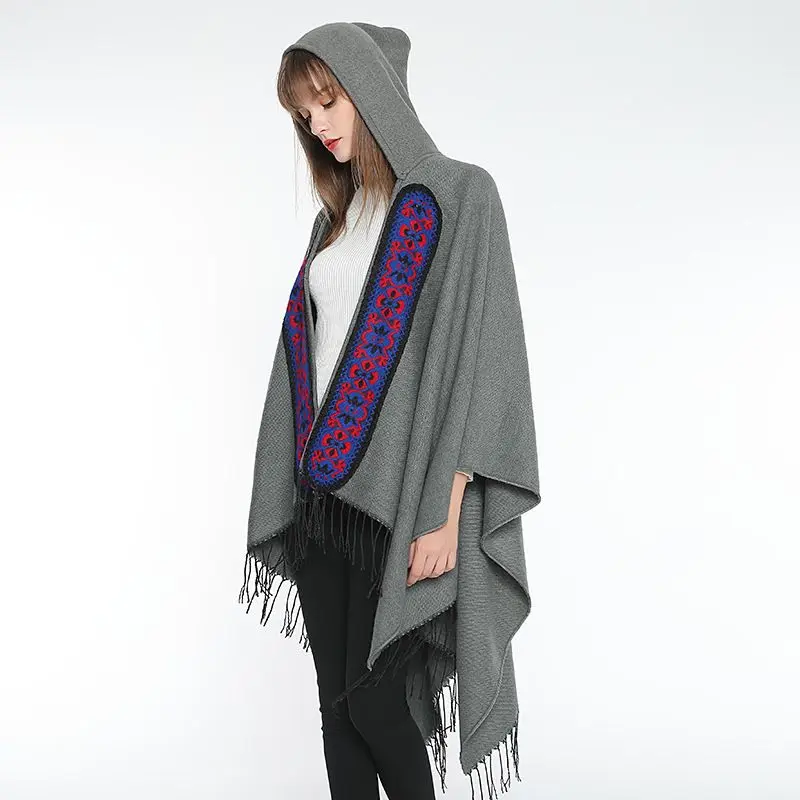 

Новинка 2021, модное зимнее теплое пончо в клетку и накидки для женщин, шали большого размера, палантины, кашемировый женский платок из пашмин...