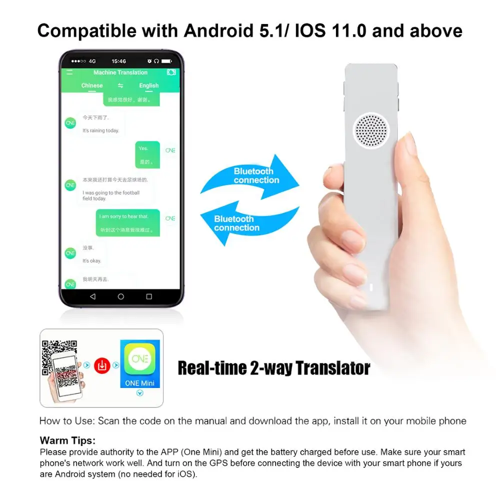 Интеллектуальный переводчик AI запись фото транскрипция перевод портативный