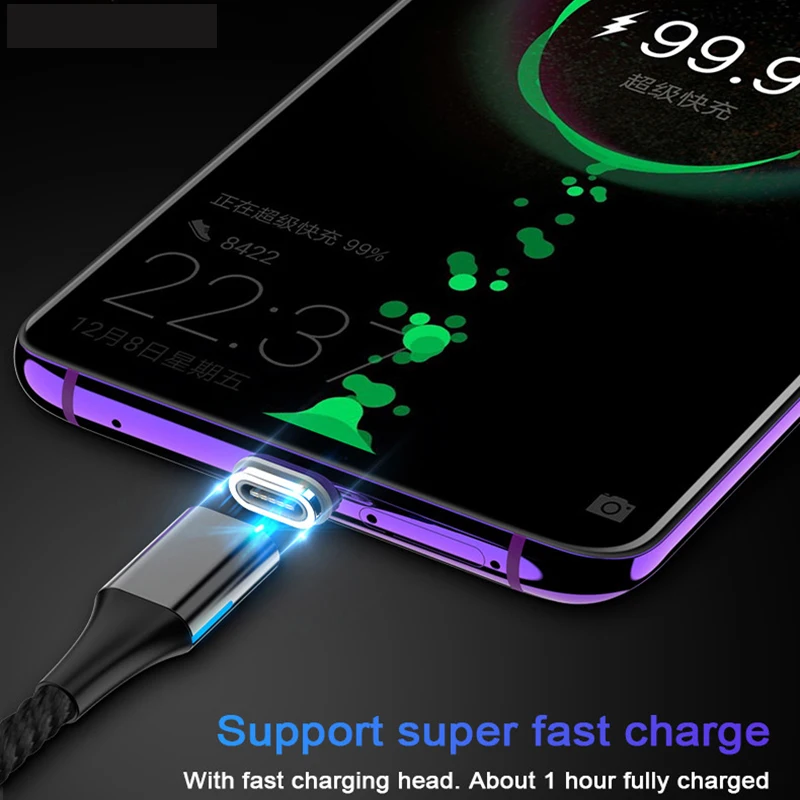 Магнитный кабель Micro usb Type C 5A Сверхбыстрая Зарядка для Huawei P30 Samsung xiaomi redmi note 8 pro iphone