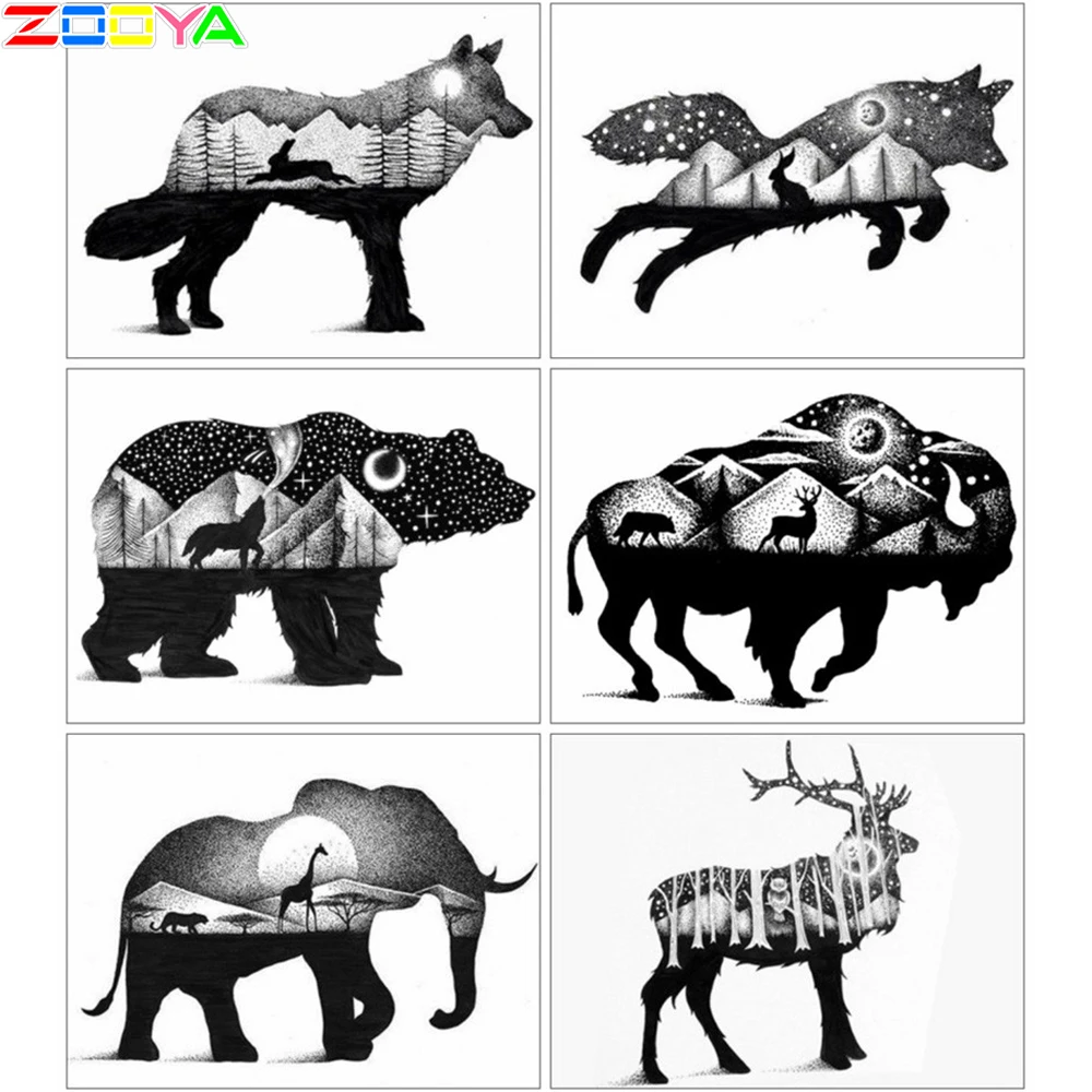 Полностью квадратная круглая Алмазная картина с животным волком 5D Вышивка