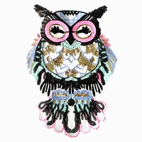 owl towel embroidery patches for clothing luxury animal sequins strange things sequined patch clothes stickers large biker badge