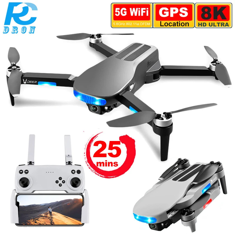 

LU3MAX Drone Camera ESC 8K GPS Professional 5G WiFi FPV Long Distance 25mins Foldable Brushless RC Quadcopter Dron PK SG108