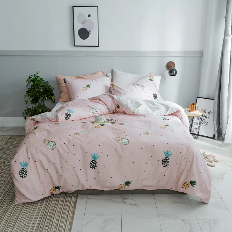 Комплект постельного белья из чистого хлопка с цветочным рисунком пододеяльник