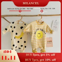 milancel 2021 autumn winter baby rompers baby girls clothes 3d banana baby jumpsuit smile infant girl clothing