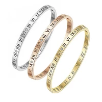 classic design copper bangle cubic zircon roman numerals bracelets for women and men fashion jewelry bangles