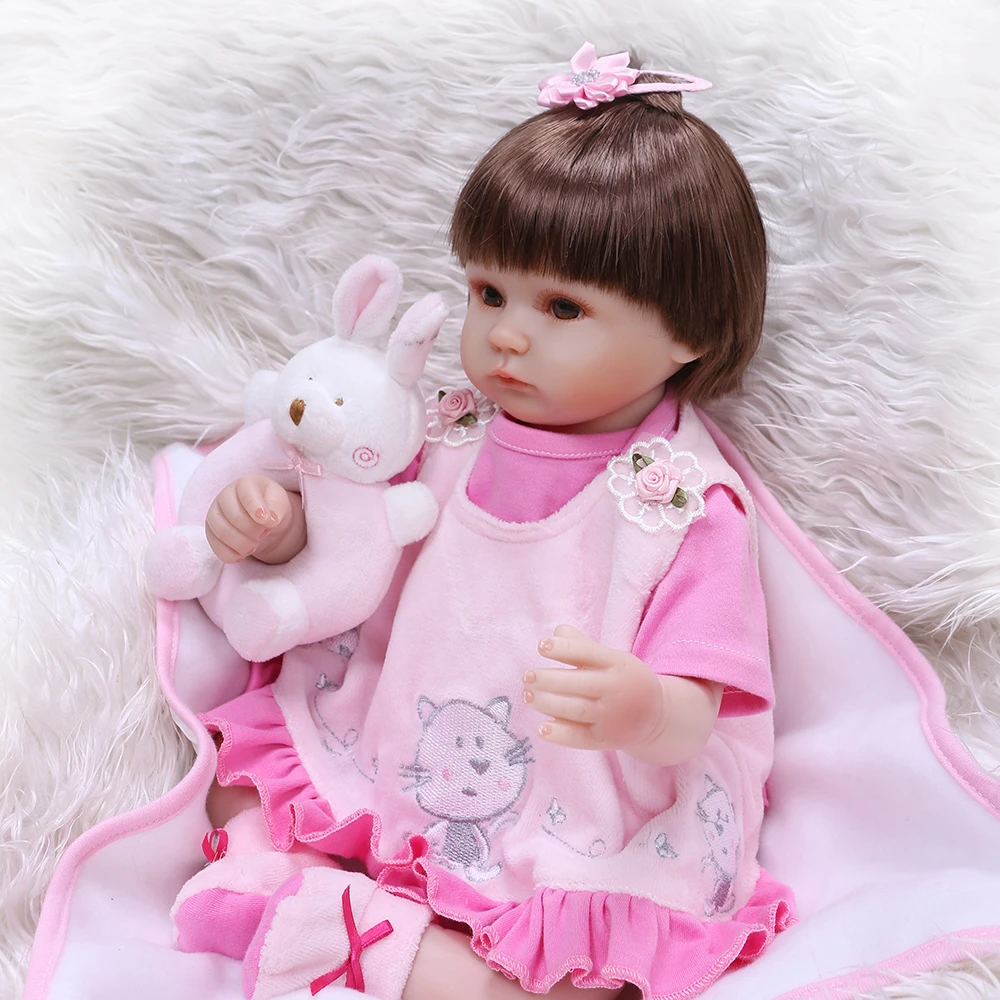Decdeal 40 см Силиконовые Винил Reborn Baby Doll реалистичные глаза открытые Подарки Игрушка