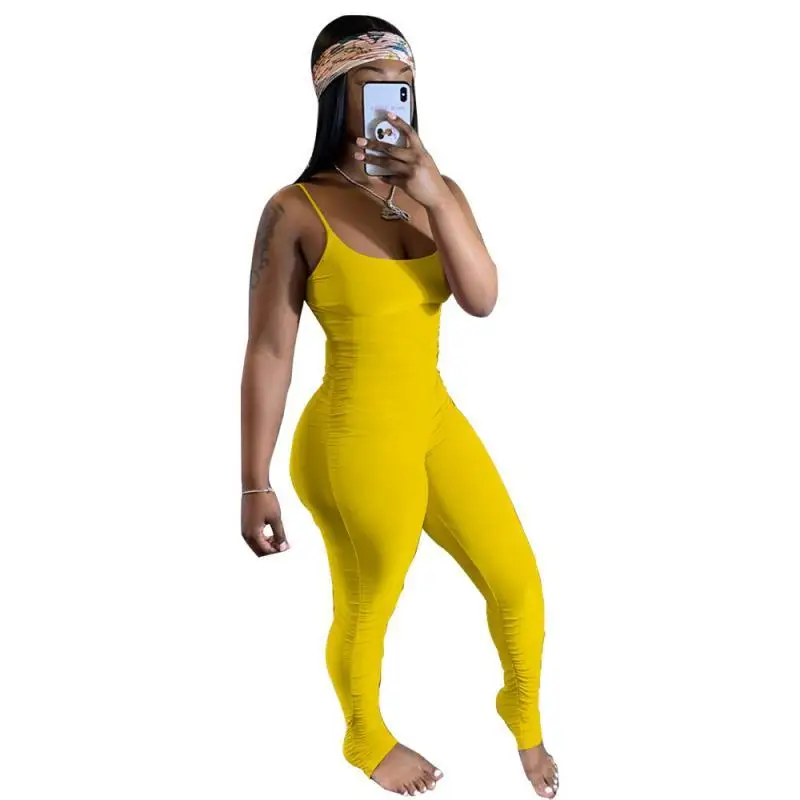 

Sexy Solid Color Slim-Fit Suspender Jumpsuit Women