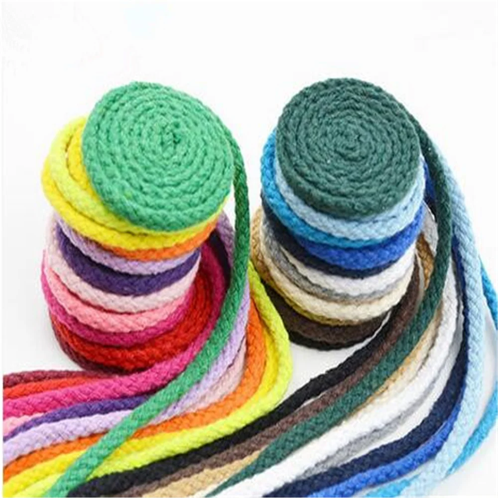 

1lot=5yard High toughness DIY hand-woven material 5mm Multicolour cotton rope, pocket drawstring pants rope cotton tote cap rope