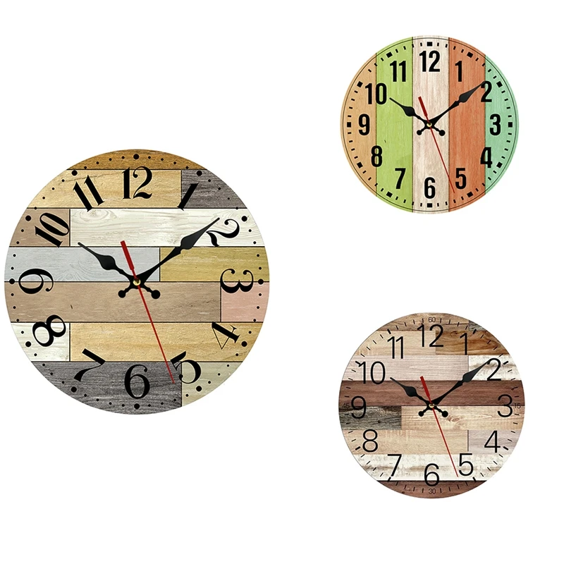 

Rustic 12 Inch Round Wooden Wall Clock, Vintage Farmhouse Wall Decor for the Kitchen, Living Room and Office
