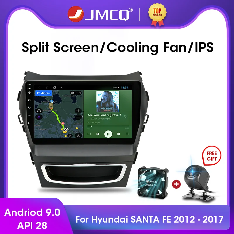 Автомагнитола JMCQ мультимедийный видеоплеер на Android 9 0 T3L PLUS для Hyundai Santa Fe 3 2013-2017 2