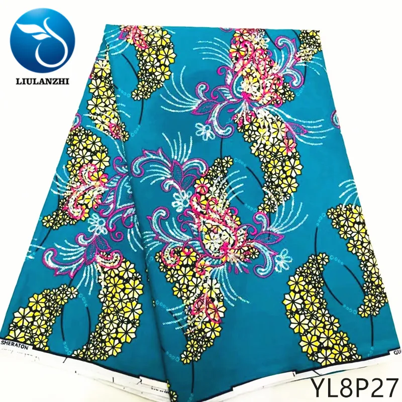 Африканская восковая ткань LIULANZHI настоящий воск анкары с блестками вышивка для