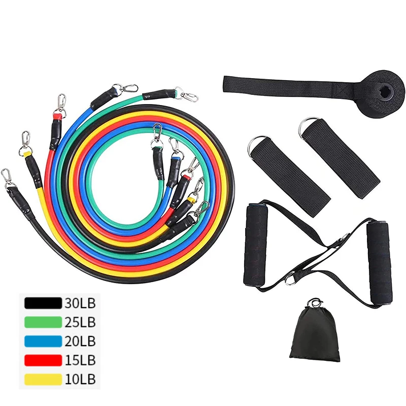 11 шт. Набор резинок для йоги фитнеса тренажерного зала Тяговая веревка резиновая