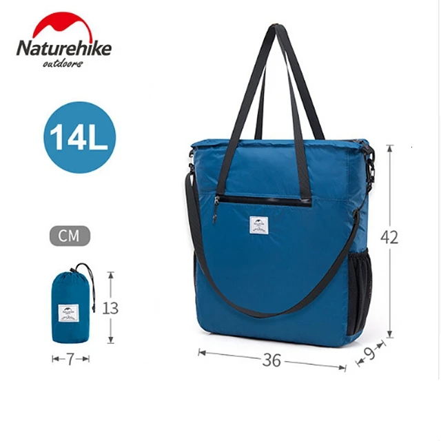 Blue Naturehike 14L Складная легкая Большая вместительная сумка Водонепроницаемая 30D нейлоновая спортивная сумка простая и универсальная сумка через плечо - Цвет: Blue