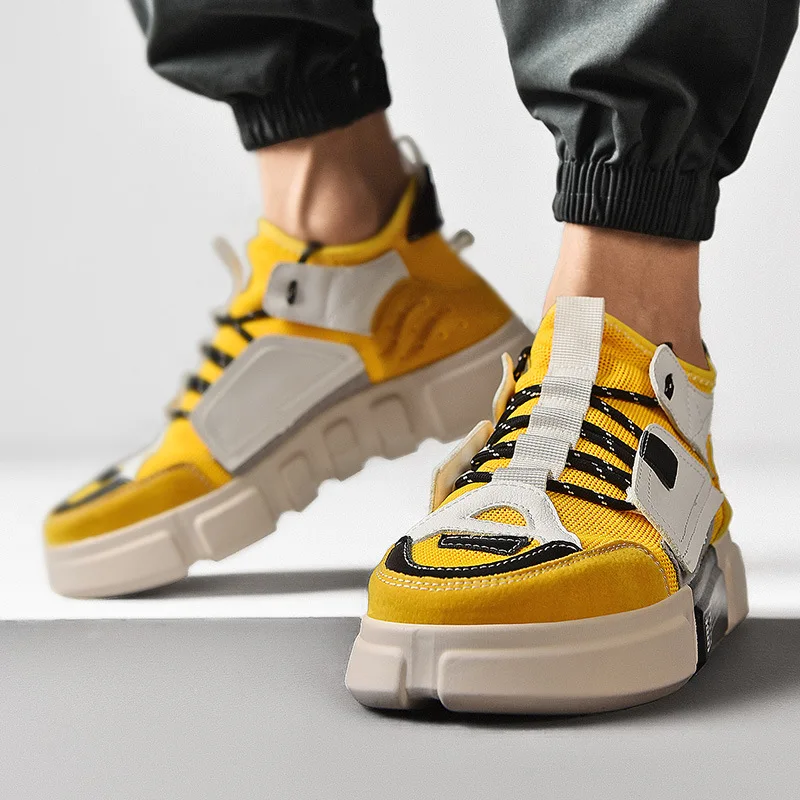 

Hot Sale Men Shoes Genuine Leather Sock Sneakers for Men Spring 2021 New Ankle Shoes Casual Men Summer Sneakers Breathable Shoe